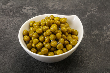 Marinated green pea in the bowl