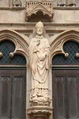 Bourges, France. Figure on the facade of the Cathedral of Saint Stephen, UNESCO list 