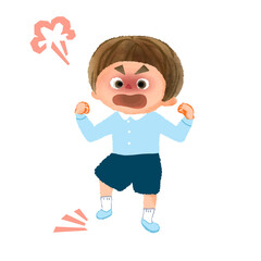 怒り足を踏み鳴らす子供