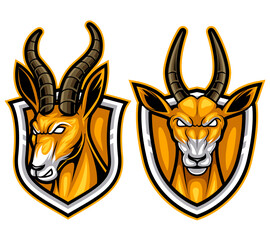 antelopes animal mascot esport logo illustration  for gaming team and streamer - obrazy, fototapety, plakaty