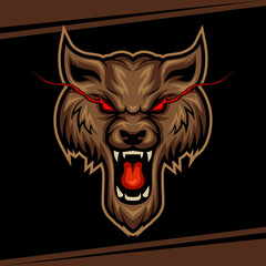 head wolf angry mascot for sports and esports logo gaming team and streamer