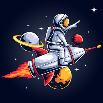 Space Astronaut Tour Vector Illustration