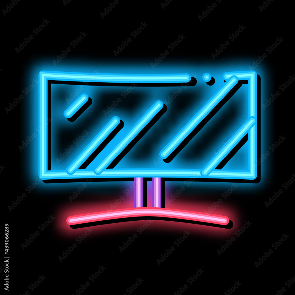 Poster monitor screen computer neon light sign vector. glowing bright icon monitor screen computer sign. tr