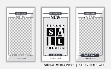 black and white social media story monochrome template for fashion and furniture