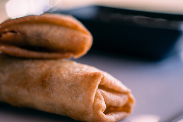 Chinese Spring Rolled with Soy Sauce
