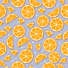 Blue background with oranges, blue and orange color, vector drawing, seamless pattern