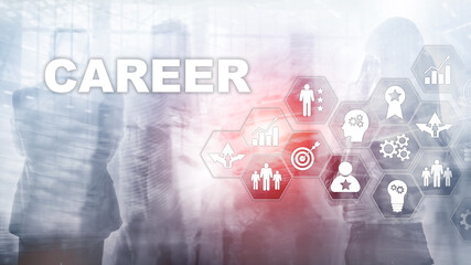 Acceleration concept personal development growth. Career business on blurred abstract background. Mixed media