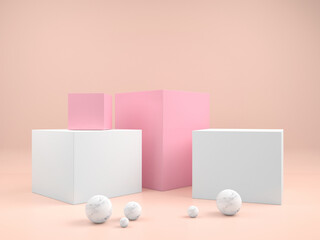 abstract geometric shape pastel color template minimal modern style wall background,for booth podium stage display table mock up composition 3d rendering 