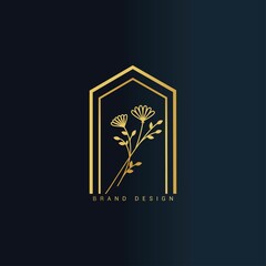 Minimal flower floral logo monogram set.