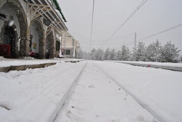 snow covered railway