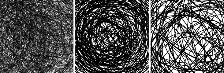 Hand drawn backgrounds set. Scribble pen texture. Pencil pattern. Vector illustration