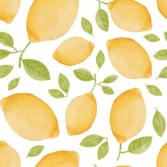 Seamless pattern with hand drawn lemons
