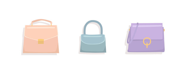 Women's bag collection.  Fashion handbags. Female vector accessories. Trendy hand drawn illustration