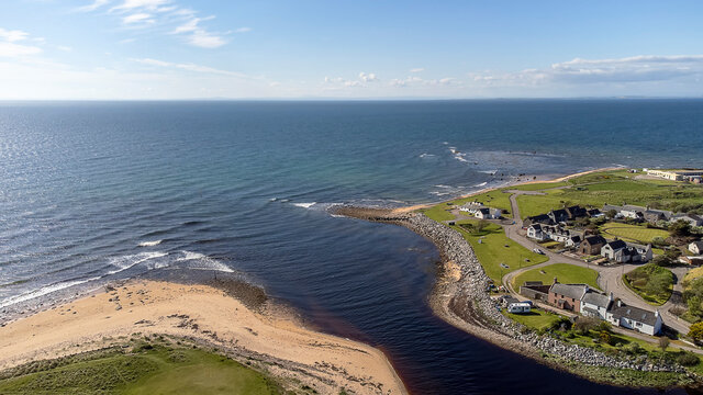 The coastline at the town of Brora in the Scottish Highlands, UK