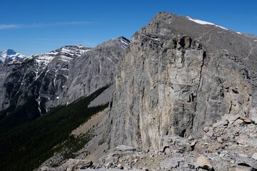 Yamnuska traverse at the front range of the Canadian Rockies Alberta Canada