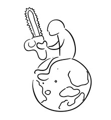 Man with woodcutter cartoon illustration