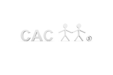 CAC concept white background 3d render illustration