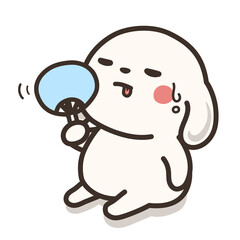 うちわを仰ぐ犬