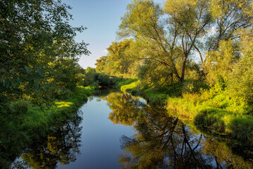 Fototapeta na wymiar Summer day on the Orsha river. Tver region.