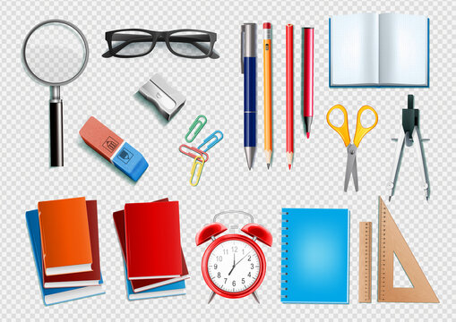 set of office objects for back to school