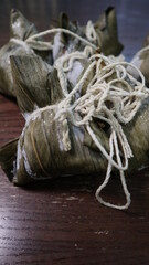Zongzi is the traditional food made by glutinous rice people eat them at Dragon Boat Festival in Taiwan