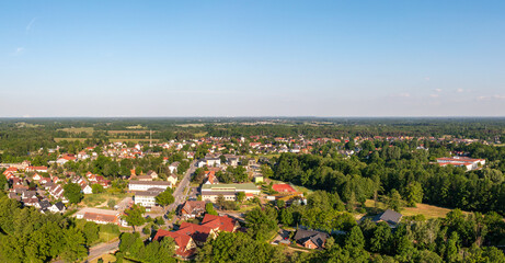 Fototapeta na wymiar Panorama Burg im Spreewald Luftbild