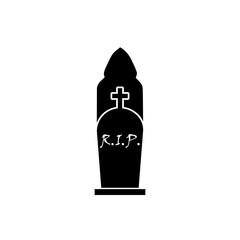 Gravestone and death icon isolated on white background