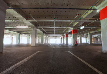 Underground car parking lot. empty place with no people
