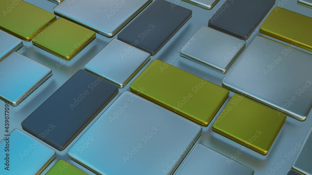 Aufkleber an abstract looped animated background of increasing and decreasing 3d tiles. 3d render