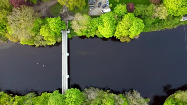 Drone footage of the River Tees at Barnard Castle in County Durham, UK