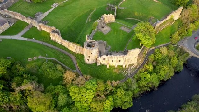 Drone footage of the River Tees at Barnard Castle in County Durham, UK
