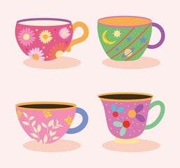 set colored mugs