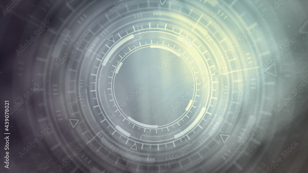 Poster multi colored digital abstract background of moving ui circles, scientific concept - abstract 3d ren