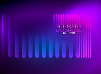 Bright neon color techno abstract background, shiny glowing neon lines in the dark background