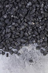 Close up shot of black natural charcoal texture background. Coal Mine