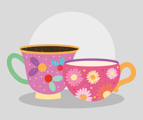 floral mugs illustration