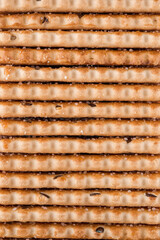 Cookies background. Stack of cripsy sweet chips biscuits