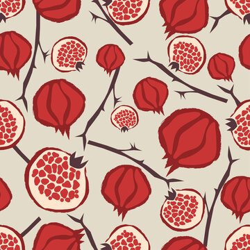 pattern with red pomegranates