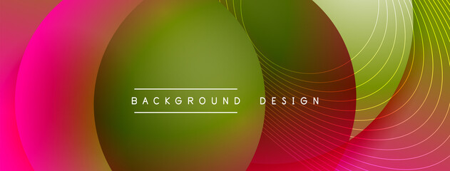 Naklejka premium Gradient circles with shadows. Vector techno abstract background. Modern overlapping forms wallpaper background, design template