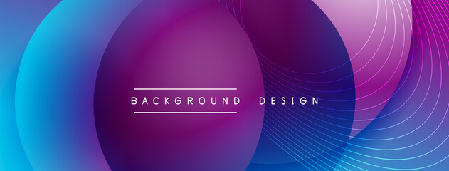 Gradient circles with shadows. Vector techno abstract background. Modern overlapping forms wallpaper background, design template