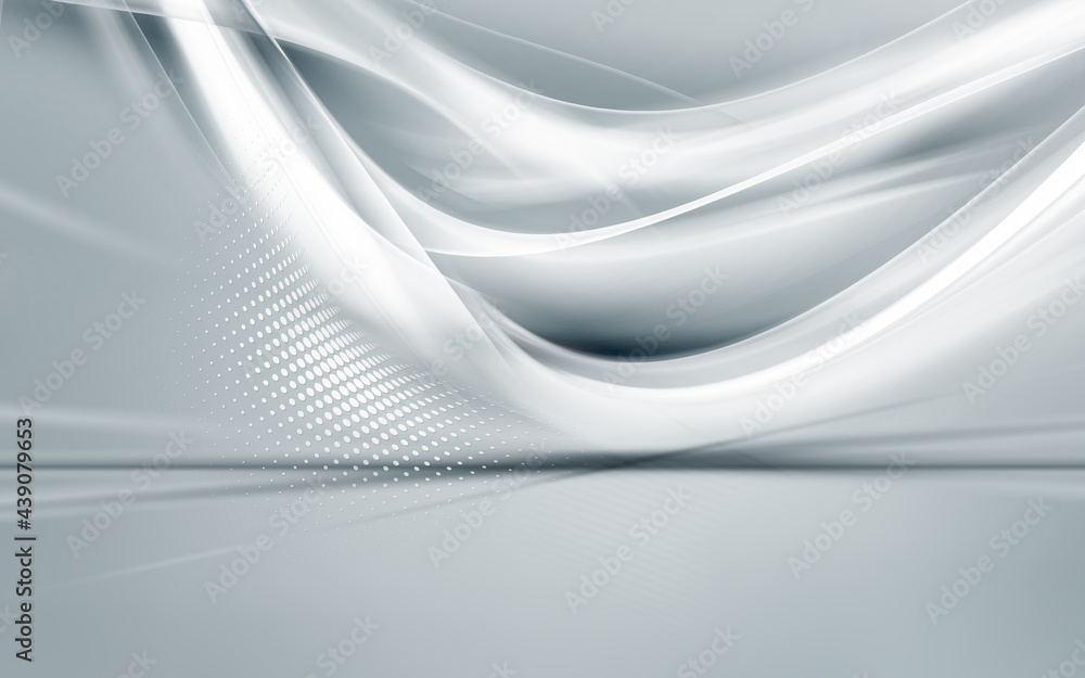 Poster futuristic white and soft gray background. modern web texture with halftone dots. 3d illustration.