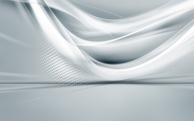 Futuristic white and soft gray background. Modern web texture with halftone dots. 3d illustration.