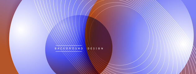Gradient circles with shadows. Vector techno abstract background. Modern overlapping forms wallpaper background, design template