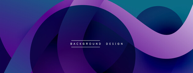 Abstract overlapping lines and circles geometric background with gradient colors