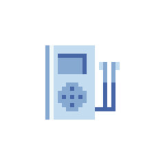Fototapeta premium MP3 player icon. Pixel art flat icon. Movie, cinema logo. Design for websites and mobile apps. 8-bit. Isolated vector illustration. 