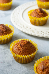 Delicious muffins, pastry and bakes concept. Freshly baked sweet snacks