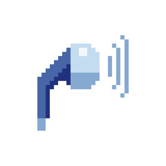 Earphone. Microphone pixel art style. Icon for web and mobile devices. Game assets.  8-bit. Isolated vector illustration.