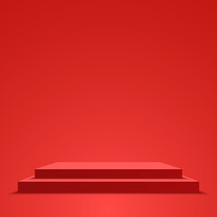 Red podium. Pedestal. Vector illustration.