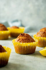 Delicious muffins, pastry and bakes concept. Freshly baked sweet snacks