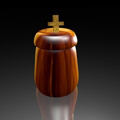 Cremation urn with cross isolated , 3d illustration. - obrazy, fototapety, plakaty